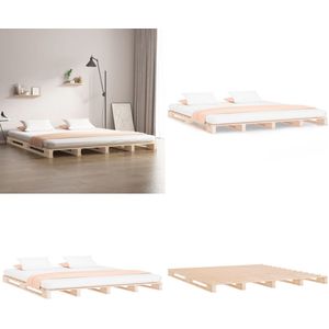 vidaXL Palletbed massief hout 180x200 cm - Palletbed - Palletbedden - Bed - Slaapkamermeubel