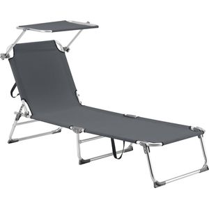 Ligbed met luifel Legorreta 189x57x28 cm tot 115 kg donkergrijs