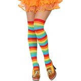 Gestreepte kousen clown verkleed accessoire voor dames