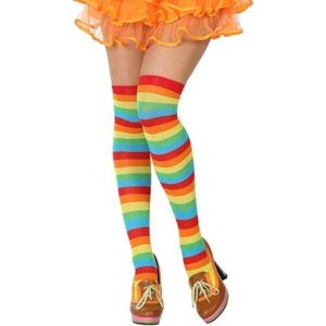 Gestreepte kousen clown verkleed accessoire voor dames