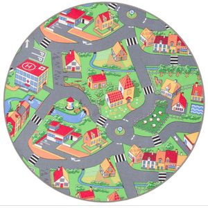 Rond speelkleed village 130cm rond stratenplan