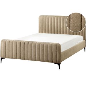 LUNAN - Tweepersoonsbed - Taupe - 140 x 200 cm - Bouclé