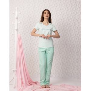 VANILLA - Tres Belle dames pyjama - Pyjamasets - Egyptisch katoen - Mintgroen - 8909 - L