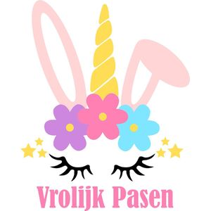 Raamsticker Unicorn Vrolijk Pasen - Paashaas, Unicorn - herbruikbare sticker - statisch folie - Easter - lente - Vrolijk Pasen - Eenhoorn