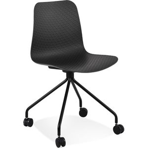 Alterego Zwarte design bureaustoel 'EVORA' op wieltjes