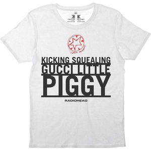Radiohead - Gucci Piggy Heren T-shirt - L - Wit
