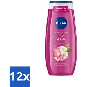 Nivea - Douchegel - Joy of Life - Verfrissend Effect - 250 ml - Voordeelverpakking - 12 stuks