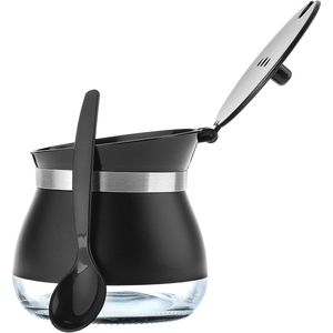 Elegante Suikerpot met Lepel - 270 ml Suikerhouder van Gepoedercoat Glas - Ideaal voor Koffie en Thee