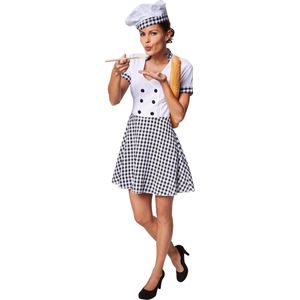 dressforfun - Vrouwenkostuum chef-kokkin XL - verkleedkleding kostuum halloween verkleden feestkleding carnavalskleding carnaval feestkledij partykleding - 301511