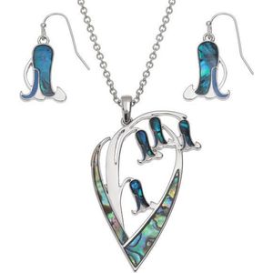 Tide Jewellery Paua Shell Collectie - Oorbel & Ketting set - Bluebell Flower