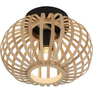 Lumidora Plafondlamp 74797 - Plafonniere - WILLEMIJN - E27 - Zwart - Naturel - Metaal - ⌀ 24 cm