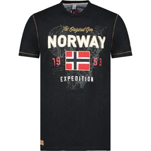 T-shirt Ronde Hals Zwart Met Print Geographical Norway - M