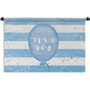 Wandkleed - Wanddoek - Jongen - Ballon - Patronen - Quote - Tekst - It's a boy - 60x40 cm - Wandtapijt