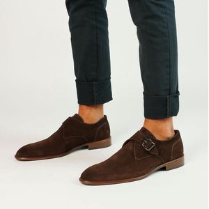 Manfield Suède Gespschoenen Bruin