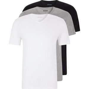 HUGO BOSS Classic T-shirts regular fit (3-pack) - heren T-shirts V-hals - wit - grijs - zwart - Maat: L