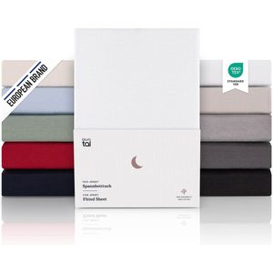 Blumtal Hoeslaken Premium Jersey - 200 x 200 cm - tot 40 cm Matrashoogte - Wit - 100% Katoen - Boxspring