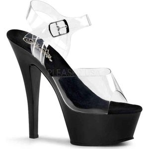 Pleaser - KISS-208 Sandaal met enkelband - US 5 - 35 Shoes - Zwart/Transparant