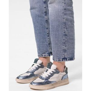 Sacha - Dames - Blauwe metallic sneakers met glitters - Maat 40