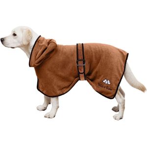 Bella & Balu Hondenbadjas van microvezel + potendoek – absorberende badjas voor honden om te drogen na het baden, zwemmen of wandelen in de regen, m, bruin
