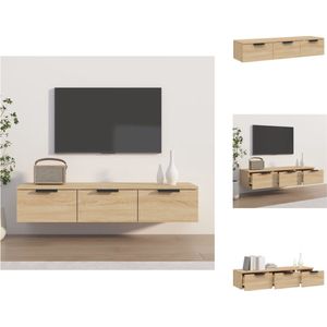 vidaXL Wandkast - Sonoma Eiken - 102x30x20 cm - Zwevend TV-meubel met lades - Wandsteun