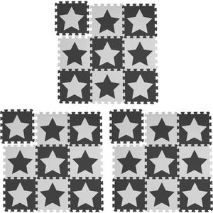 27 x puzzelmat ster - speelmat - speelkleed - vloerpuzzel - speeltapijt - grijs