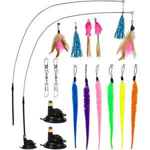 Interactief Speelgoed voor Katten Set van 16 Stuks met Veren en Vervangbare Accessoires