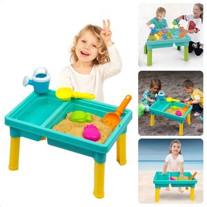 Cheqo® Buitenspeeltafel Met Zand En Water - Watertafel - Zandtafel - Strandspeelgoed Set Voor Kinderen - Zand- En Watertafel Voor Tuin - Buitenspeelgoed Met Vormpjes - Zandtafel Voor Kinderen Met Accessoires