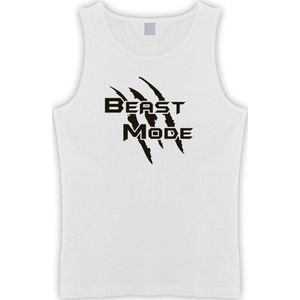 Witte Tanktop met  "" Beast Mode "" print Zwart size L
