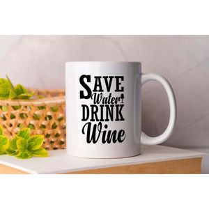 Mok Save Water Drink Wine - Wine - Wijn - Cheers - Red Wine - Rode Wijn - Liqueur - Likeur - One More - Winesday
