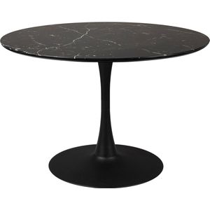 Wehkamp Home - Maru - Eetkamertafel - Rond - Marmerlook - Zwart