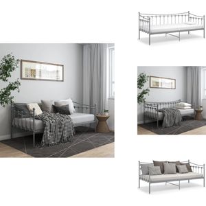 vidaXL Bedbankframe - Bedbankframes - Slaapbankframe - Slaapbankframes - Slaapbankframe metaal grijs 90x200 cm