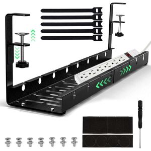 Verstelbare kabelgoot voor bureau 305 - 55 cm lengte - kabelmanagement zonder boren - klem gemonteerd - tafel kabelorganizer