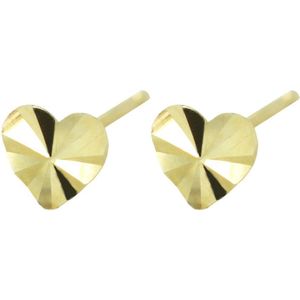 Silventi 9NBSAM-G190557 Gouden Oorknopjes - Dames - Hartje - Bewerkt - 3,6 x 3,6 mm - 14 Karaat - Goud