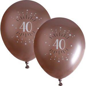 Santex verjaardag leeftijd ballonnen 40 jaar - 12x stuks - rosegoud - 30 cm - Feestartikelen