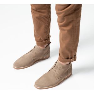 Manfield - Heren - Taupe suède veterboots - Maat 47