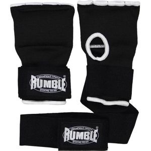 Rumble - Binnenhandschoenen Boksen - Bandage Boksen - Zwart-Wit met Stevige strap XS