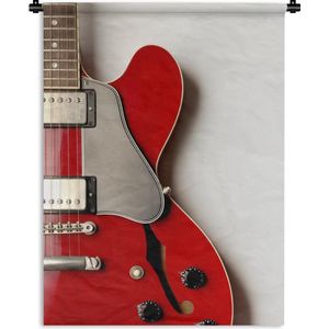 Wandkleed Elektrische gitaar - Een rode elektrische gitaar Wandkleed katoen 90x120 cm - Wandtapijt met foto