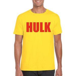 Gele Hulk t-shirt met rode letters voor heren - worstelaar verkleed shirt XXL
