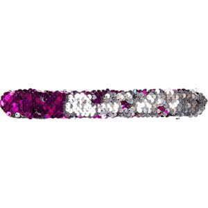 Lg-imports Klaparmband Pailletten Fuchsia/zilver 21 X 3 Cm