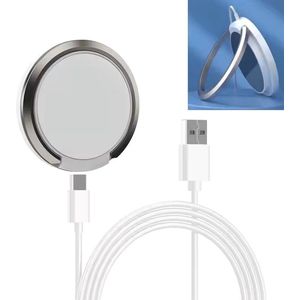 MagSafe Draadloze Oplader geschikt voor Apple. Wireless Charger 15 W Qi voor Apple iPhone 12 /13 /14 /15 met standaard, telefoonhouder, kickstand, magnetische ring, metalen clip in een.