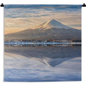 Wandkleed Fuji - Iconisch beeld van de Fuji berg in de Japanse prefectuur Yamanashi Wandkleed katoen 150x150 cm - Wandtapijt met foto