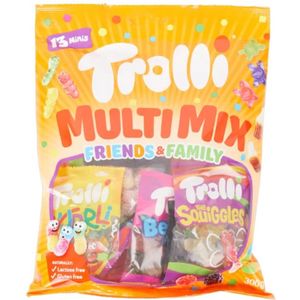 Trolli Multimix Friends & Familie - 300 gram - 13 minis - Snoep - Uitdeelzakjes - Cola - Wormen - Lactosevrij - Glutenvrij