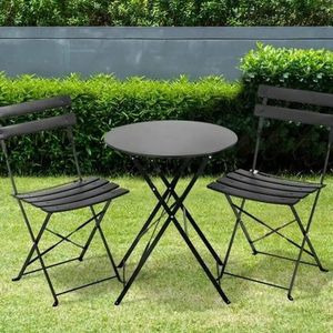 Gran Vida® - Bistroset - Compact Ontwerp - Duurzaam Metaal - Opvouwbaar - Zwart