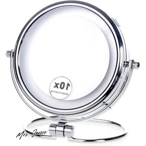 Mrs. Jones Verlichte Make-up Spiegel 5x Vergroting LED Verlichte Aanrecht Scheerspiegel Dubbelzijdig-Standaard en Vergroting Draagbare Opvouwbare Tafelspiegel Badkamerspiegel Compacte KXD3137-5x-HIMRY Makeup Mirror. .