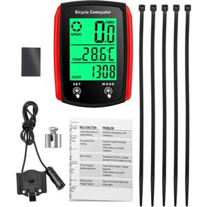 Kilometerteller Fiets - KM Teller Fiets - Fietsnavigatie - Waterdicht - Snelheidsmeter Fiets - Fietscomputer Bedraad