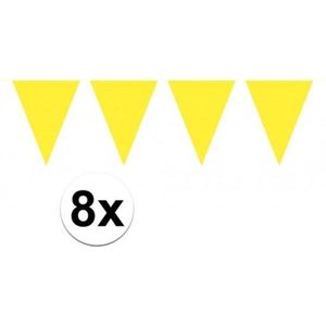 8x vlaggenlijn / slinger geel 10 meter - totaal 80 meter - slingers