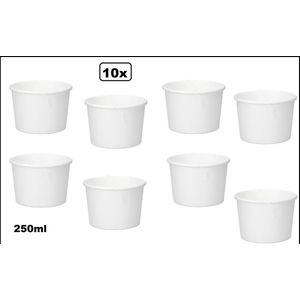 10x Soepbeker karton wit 250ml - Food Soep salade beker festival warme dranken maaltijd
