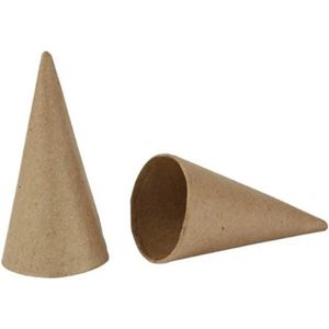 Papier-maché Kegels - Kegelvormige Figuren - Bruine Kartonnen Kegels - Kegelvorm - Puntvorm Voor Decoratie, Knutselen En Versieren - Kerstboom Vorm - Hoogte: 10cm - Set Van 10 Stuks