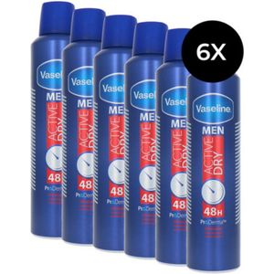 Vaseline Deospray Men – Active Dry 250 ml (6 stuks)