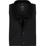 OLYMP Luxor modern fit overhemd - korte mouw - zwart - Strijkvrij - Boordmaat: 46